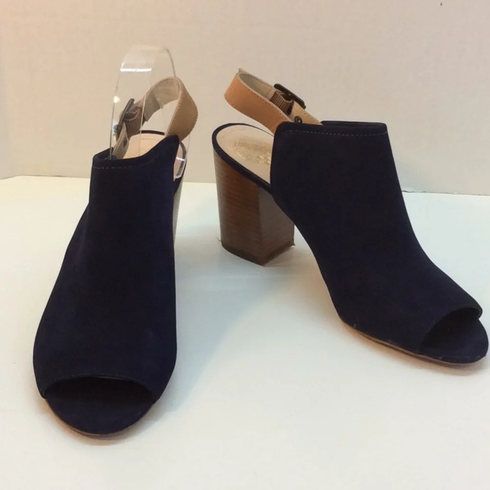 Vince Camuto Brianny Blue Suede OpenToe Slingbacks - Picture 1 of 11